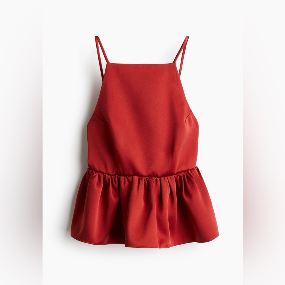 H&M Vibrant Red Strappy Peplum Top